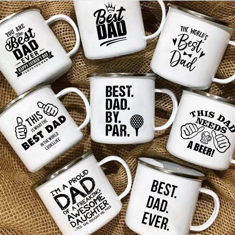 The Best Dad 2 Enamel Mugs Cre - Wine Beer Coffee Drink recension och pris