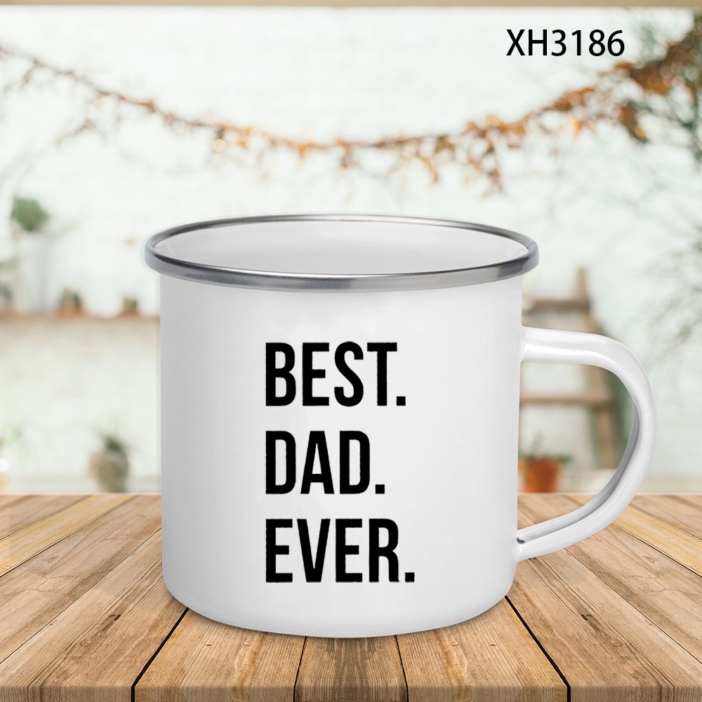 The Best Dad 2 Enamel Mugs Cre - Wine Beer Coffee Drink recension och pris