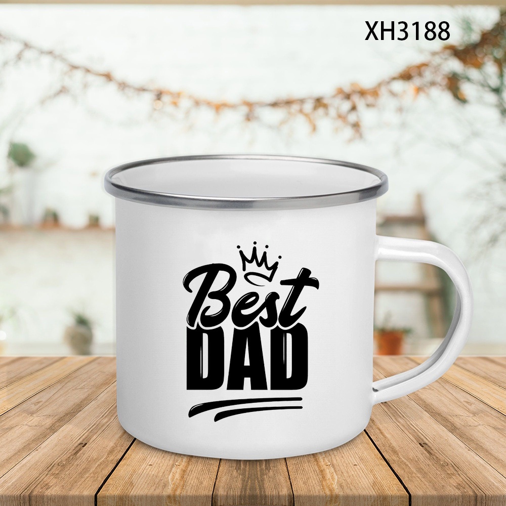 The Best Dad 2 Enamel Mugs Cre - Wine Beer Coffee Drink recension och pris