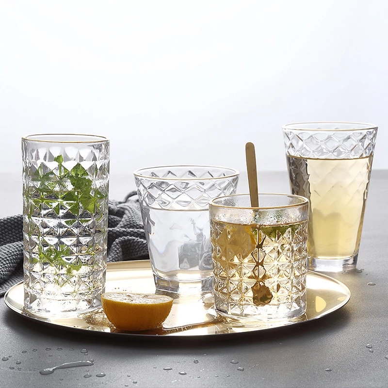 3/2/Pcs Embossed Glass Cup Cof - Wine Beer Coffee Drink recension och pris
