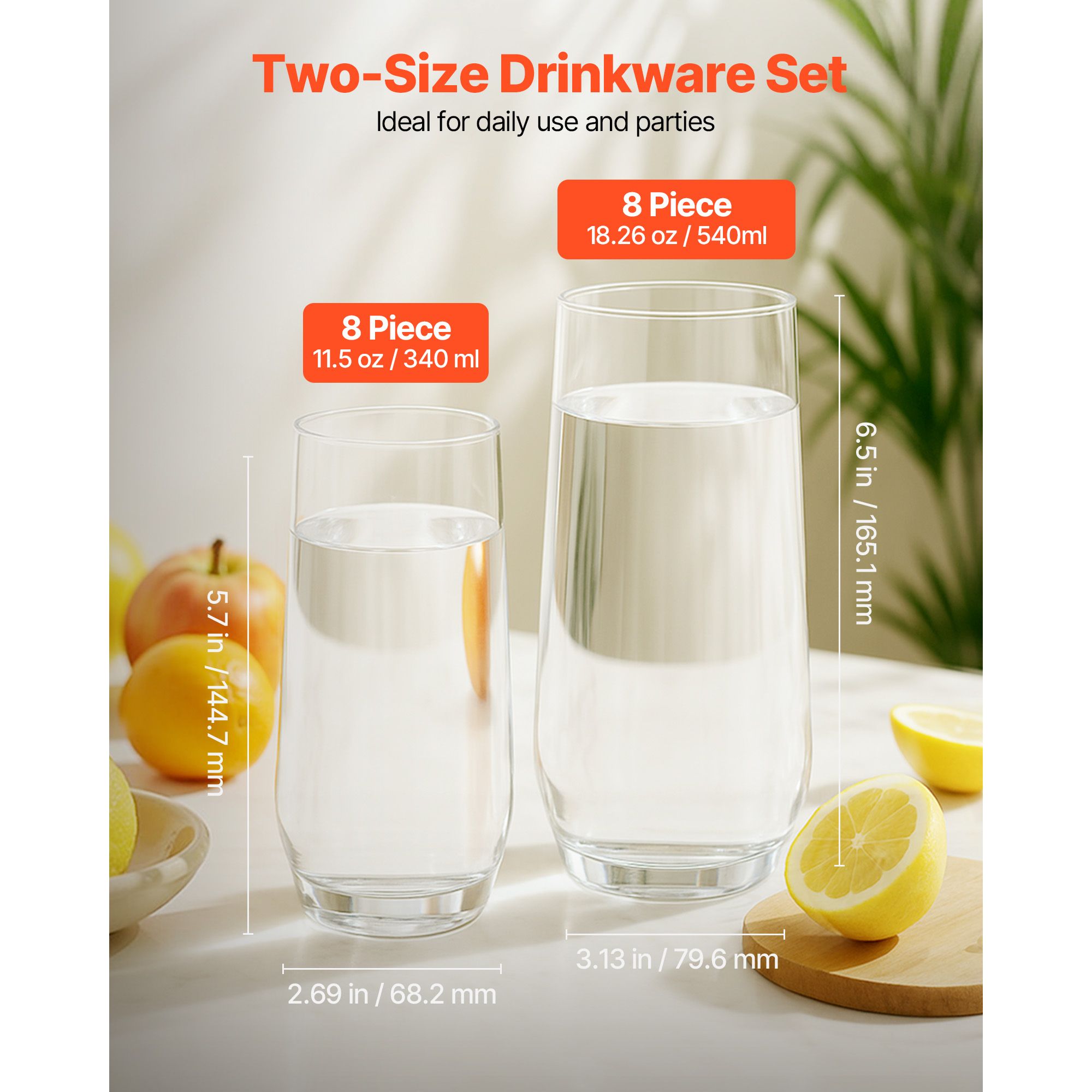 Drinking Glasses Set, 16-Piece - Wine Beer Mixed Drinks recension och pris